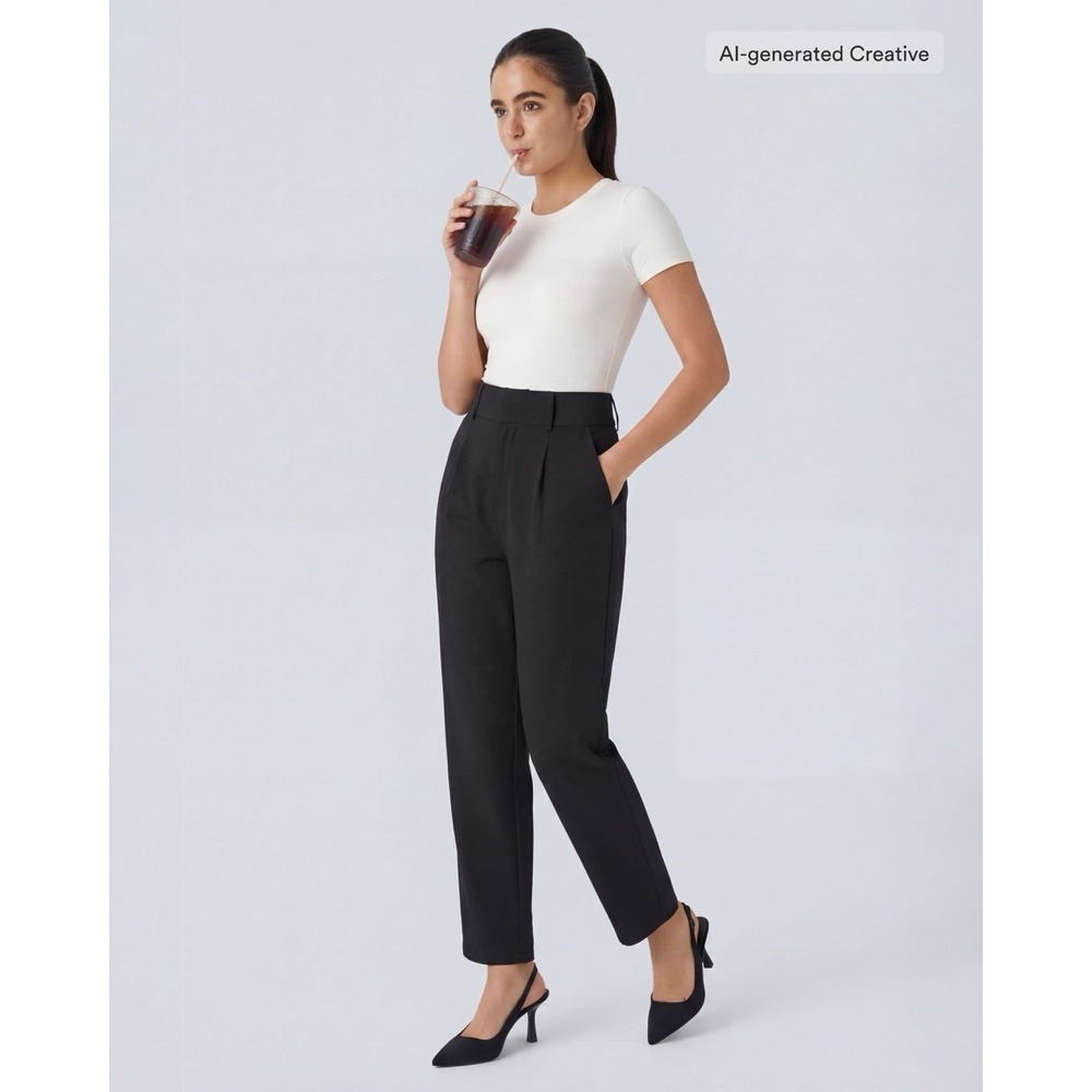Halara Small Flex High-Waisted Pocket Tapered Work Pants Black